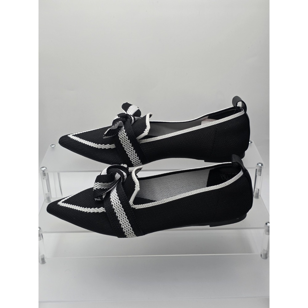 Tahari Florentia Black & White Pointed Toe Knit Loafer Women's Size 6 NEW